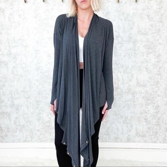 Caslon Off Duty Gray Long Convertible Cardigan - Picture 15 of 15